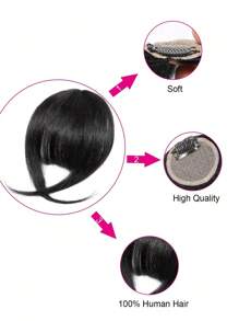 French Bangs Human Hair Air Bangs With Sideburns Brown Color Bangs Clip In Hair Extensions Beginner Friendly - Natural Black - View 6