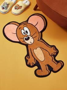 TOM & JERRY X SHEIN 1 pieza Alfombra con estampado de ratón de dibujos animados - Marrón - Ver 1