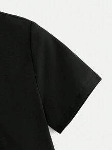 SHEIN 年轻男孩复古山河印花休闲圆领 T 恤 - 黑色 - 查看 4