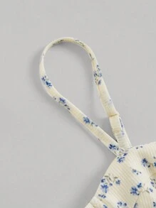 SHEIN MOD Top de tirantes con estampado floral fruncido - Multicolor - Ver 3