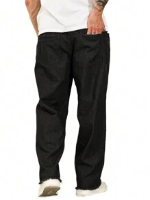 Manfinity Roughcore Lässige Jeans für Herren im Used-Look mit Buchstabenstickereien Große Größen