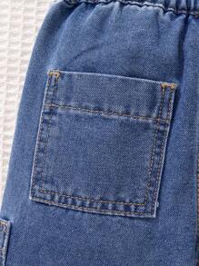 Baby Mädchen süßes, niedliches, bequemes Alltagsoutfit mit gewaschenem ausgestelltem Jeans Stickerei