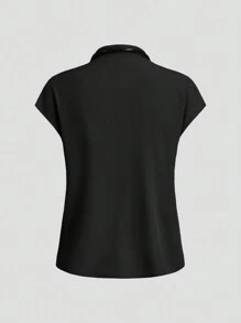 TaskEZ Conjunto de uniforme de pantalón y top de manga corta de unicolor - Negro - Ver 10