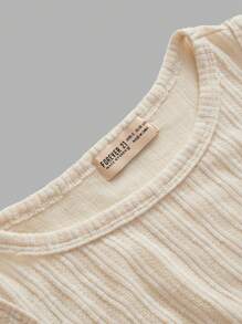 Forever 21 纯色无袖短款上衣和高开叉裙子度假套装 - 杏色 - 查看 5