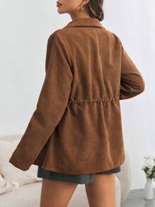 SHEIN Maternity Casual Button-Up Corduroy Jacket & Long Sleeve Coat, & Coat, Fall/Winter