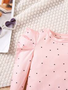 SHEIN Áo len tay lỡ co giãn dễ thương cho bé gái - Hồng - Xem 5