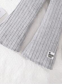 2 件套 Tween Girl 灰色圆领长袖上衣和喇叭裤休闲套装