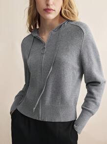 BizChic Women's Casual Commuting Hooded Knit Cardigan
