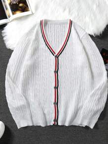 Claim Dot 男士休闲拼色条纹开衫，春秋款