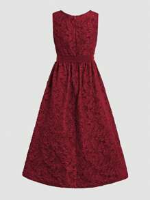 Fairmaia Women's 1pc Square Neck Solid Color Front Button Jacquard Sleeveless Dirndl Dress&Apron,Summer,Traditional,Wedding,Oktoberfest,Renaissance,Bavarian - Red - View 2