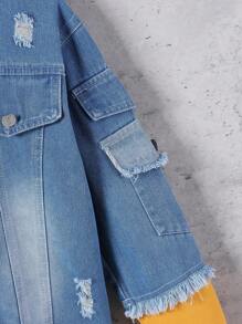 Boys'' Casual Patchwork Denim Jacket - Medium Wash - View 5