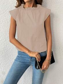 SHEIN LUNE Women Elegant Ruffle Collar Sleeveless Blouse