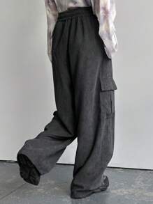 FRIFUL Women's Loose Fit Cargo Pants With Thermal Lined And Large Pockets Fall,Winter