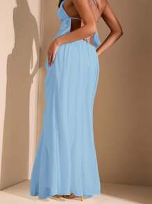 SHEIN BAE Damska letnia spódnica asymetryczna z marszczeniami i wysokim rozcięciem w jednolitym kolorze, z niskim stanem, idealna na plażę, wakacje i randkę