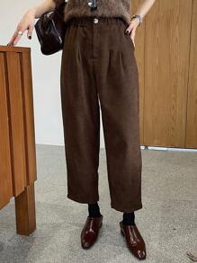 DAZY Casual Versatile Thick Pants For Commuting, Autumn/Winter - Coffee Brown - View 6