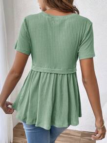 SHEIN 优雅浪漫性别揭示派对褶皱孕妇 T 恤