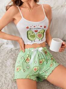 Women's Avocado Pattern Camisole Top - White - View 6