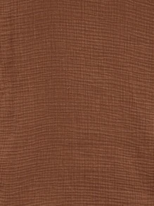 SHEIN LUNE Plus Size Solid V-Neck Casual Short Sleeve Shirt, Summer - Rust Brown - View 6