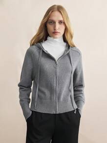 BizChic Women's Casual Commuting Hooded Knit Cardigan