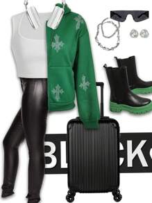 Slaydiva Autumn And Winter Casual Gorgeous Cross Body Hot Diamonds Rhinestones Bright Diamonds Long-Sleeved Hooded Zipper Sweatshirt Jacket Green Women's Sweatshirt Jacket-I - Dark Green - View 1