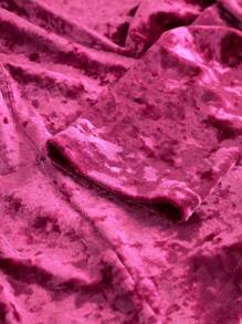 SHEIN 少女针织纯色天鹅绒拱形下摆连帽长袖夹克 - 玫紅色 - 查看 4