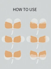 1 cặp cốc áo ngực dính da bằng silicon màu vô hình - Màu be - Xem 8