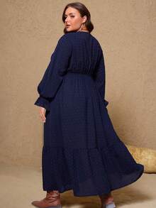 Plus Size Boho Casual Dress For Women - Navy Blue - View 2