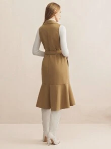 BizChic Women's Yellow Ruffle Sleeveless Dress For Summer - Mustard Yellow - View 7