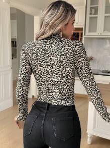 SHEIN Frenchy 女士针织提花休闲优雅修身高领上衣 - 彩色 - 查看 2