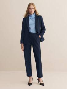 BizChic Navy Blue Suit Work Wear Set Office Attire Work Clothes Professional Fall Women Outfits - Navy Blue - View 9