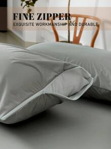 2 piezas Protector de almohada impermeable (2 en 1) - Hecho de material TPU transpirable con bajo nivel de alérgenos, fundas de almohada con cremallera - Gris Claro - Ver 4