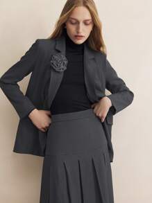 BizChic Women's Elegant Office Wear 3D Floral Suit Office Attire - Grey - View 3