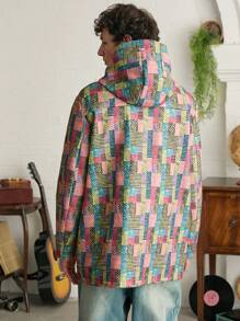 Manfinity NXTstreet 男士数码印花连帽长袖羊毛夹克，适合秋冬 - 彩色 - 查看 2