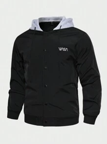 Manfinity Homme Chaqueta casual con capucha con cordón y mangas largas con estampado de letras para hombres