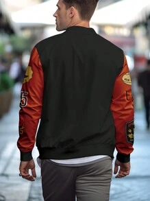 Manfinity LEGND Jaqueta de Beisebol com Estampa de Emblema Colorido Plus Size Masculino - Multicolorido - Visão 2