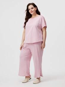 LUVLETTE Women's Plus-Size Soft 100% Pure Cotton Pink Pajamas Sets For Women Lounge Sets For Women Lingerie Bridal Intimates - Watermelon Pink - View 4