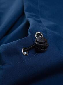 Manfinity Homme Men's Letter Print Long Sleeve Casual Hooded Outdoor Windbreaker Jacket, Spring Autumn - Blue - View 4