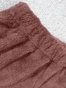 RueChic 2pcs Solid Flannel Tank Top & 2pcs Shorts Lounge Set - Multicolor - View 4