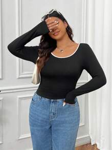 SHEIN EZwear 3 件套大码拼色休闲打底 T 恤，初秋