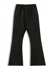 Manfinity Roghcode Calça de Moletom Casual Masculina com Cordão na Cintura e Estampa de Letras - Preto - Visão 3