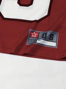 ROMWE MEN Street Life Men's Mesh Contrast Short Sleeve Sports Football Jersey Style T-Shirt - Red - View 5