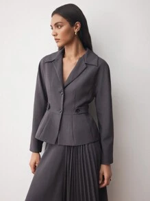 BizChic Women Vintage Elegant Waisted Business Suit Jacket Fall Women Outfits