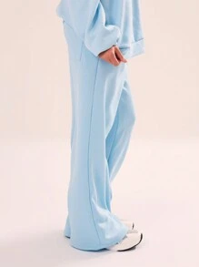 MUSERA 口袋细节阔腿慢跑裤，适合度假、机场休闲出行，也适合秋冬季圣诞节出行。 - 藍色 - 查看 3