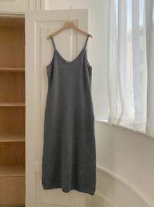 DAZY Women's Solid Color Long Casual Sleeveless Sweater Dress For Fall & Winter