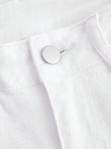 SHEIN MOD Women's Jeans With Bow Decor Flared Leg - White - View 4