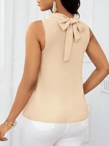 SHEIN Lady Blouse d'été à épaules dénudées et col volant rose pour femmes, Top sans manches - Nude - Voir 2