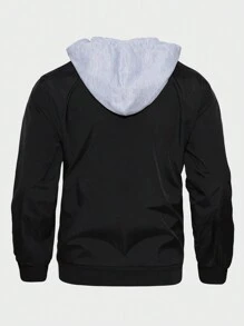 Manfinity Homme Chaqueta casual con capucha con cordón y mangas largas con estampado de letras para hombres
