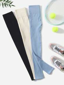 Easithlete 3入組綁帶針織瑜伽打底褲,無縫中等彈性控腹運動打底褲套裝 - 彩色 - 查看 7