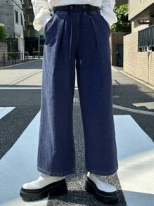 FRIFUL Women Straight Leg Casual Denim Jeans,Baggy Jeans - Blue - View 3
