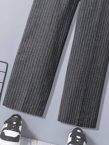 Gestreifte Anzughose für Teenager Jungen, geeignet für formelle Anlässe - Dunkelgrau - Übersicht 3